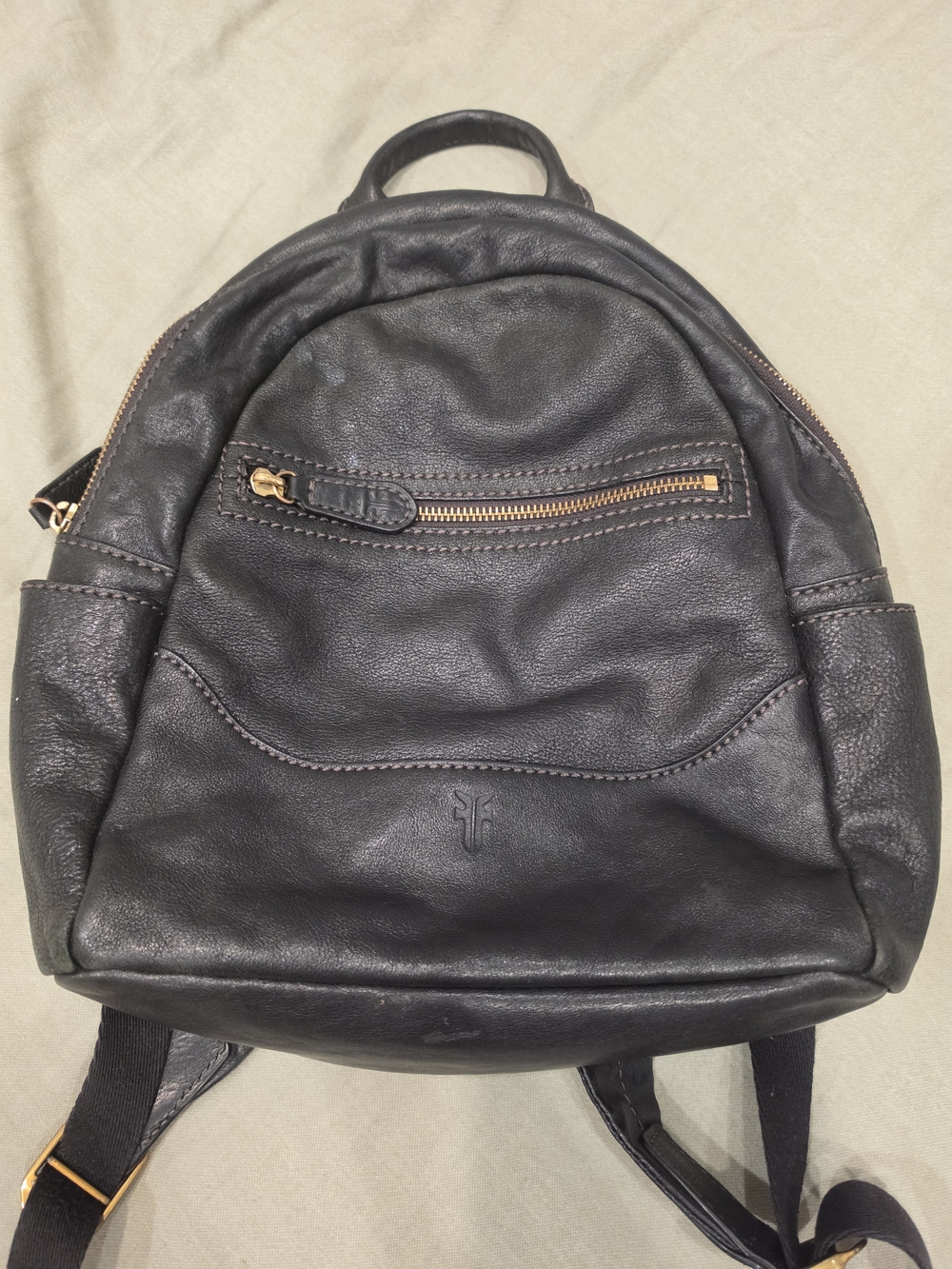 Frye Lena Leather Zip Backpack Black Like New
